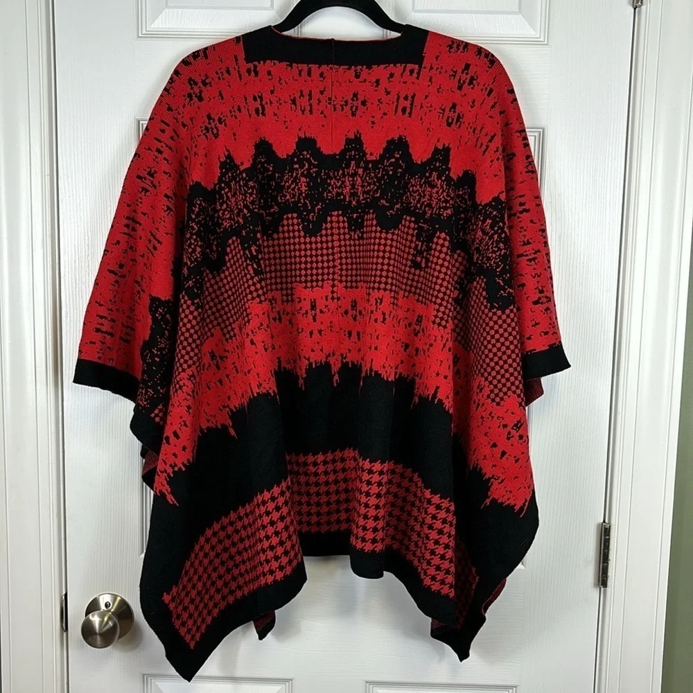 Ming Wang red black shawl wrap